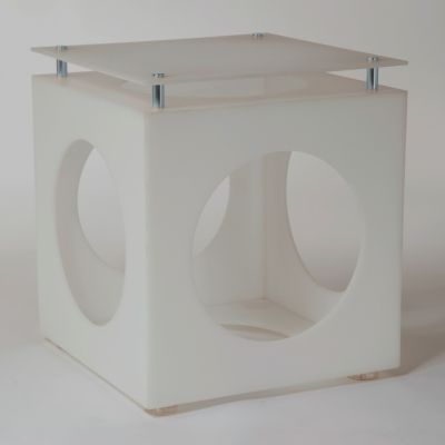 Matt White Circle Cut Out Table