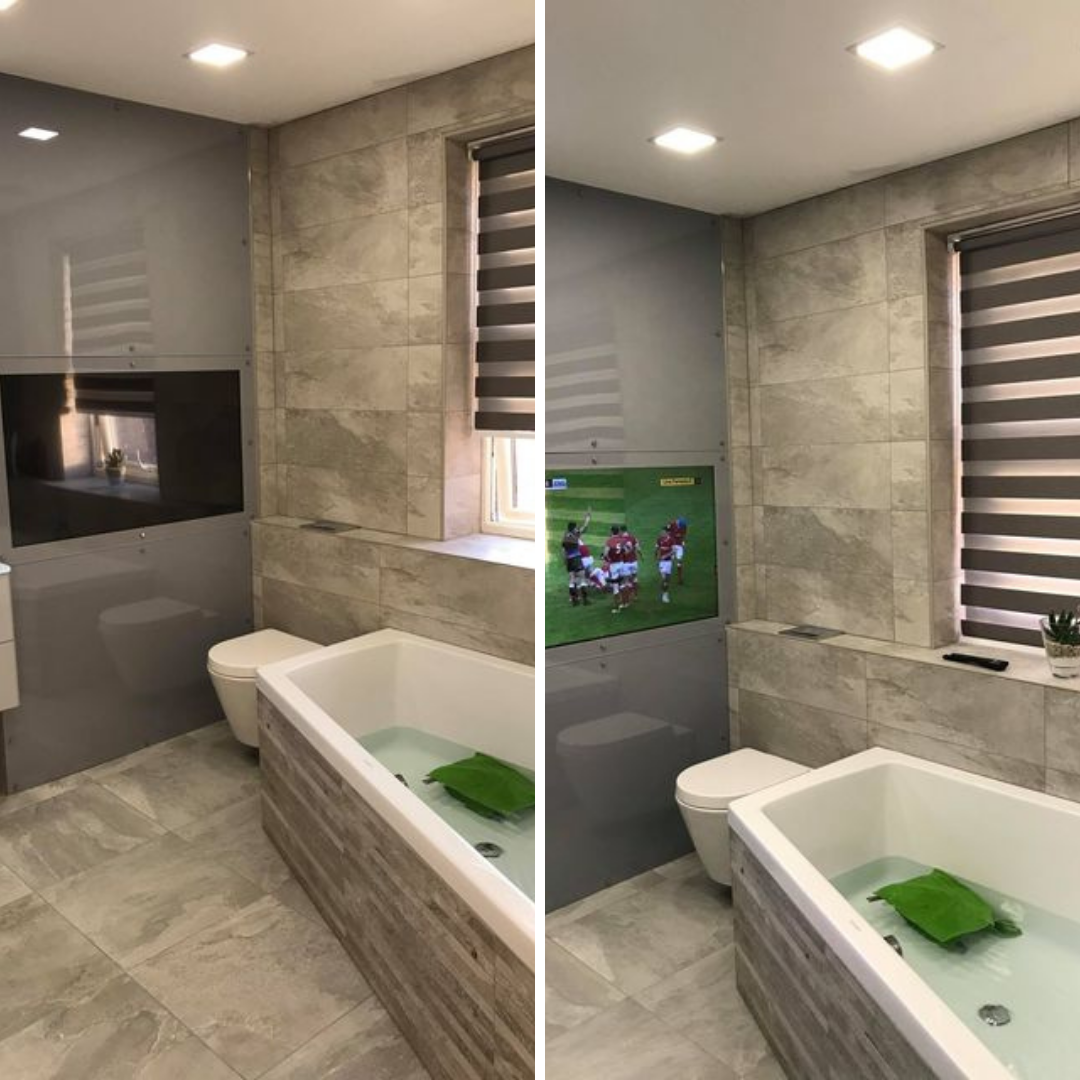 Grey bathroom splashback